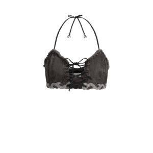 denim lace up bra top