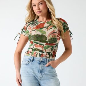 eco amaya printed mesh top