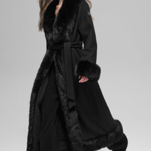 faux fur подстригли пальто longline