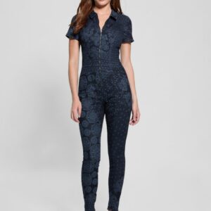 eco yuri printed denim jumpsuit
