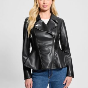 ivy faux leather peplum moto jacket