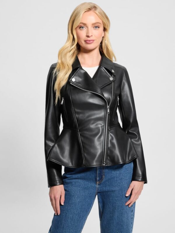 ivy faux leather peplum moto jacket