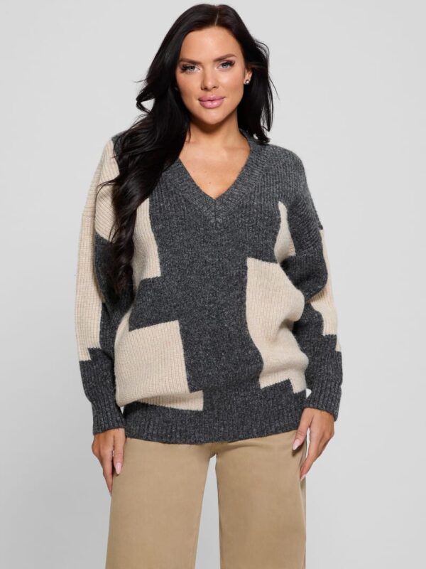 intarsia color block sweater