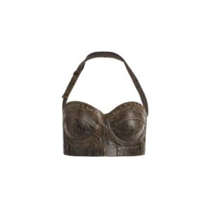 crackle leather bra