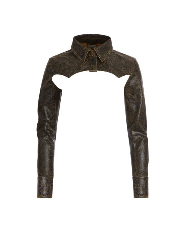 crackle leather crop top