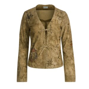 printed suede top