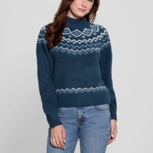 mock neck wool blend pullover sweater