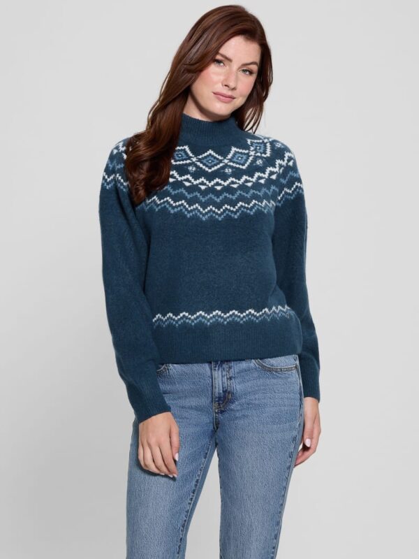 mock neck wool blend pullover sweater