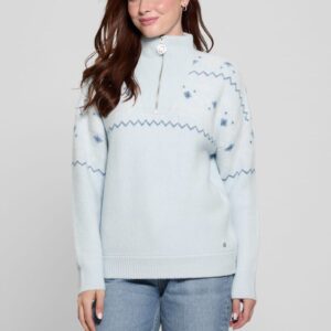 half zip wool blend pullover sweater