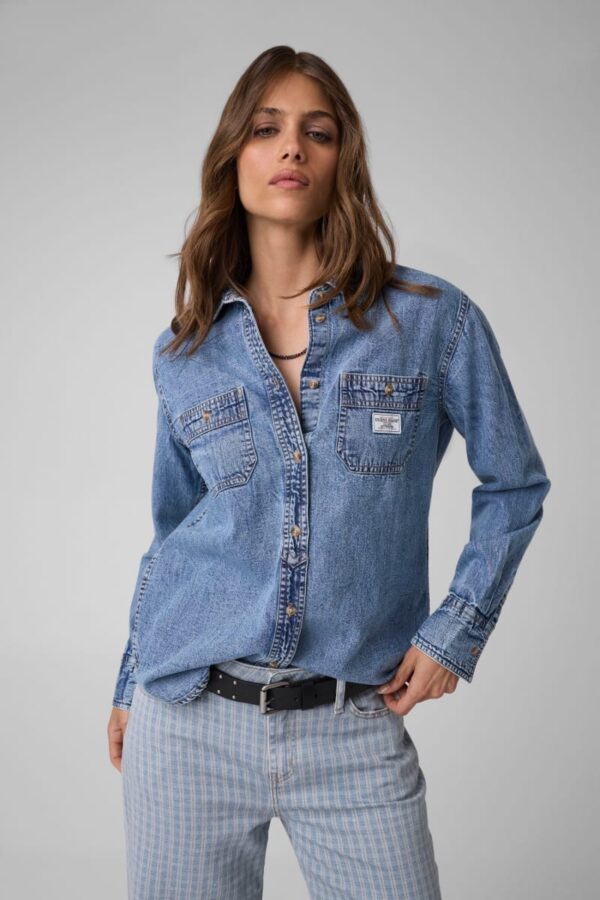 classic long sleeve denim shirt