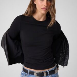 slim embroidered long sleeve tee