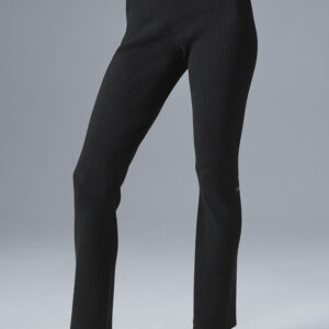 denim knit high waist flare pant
