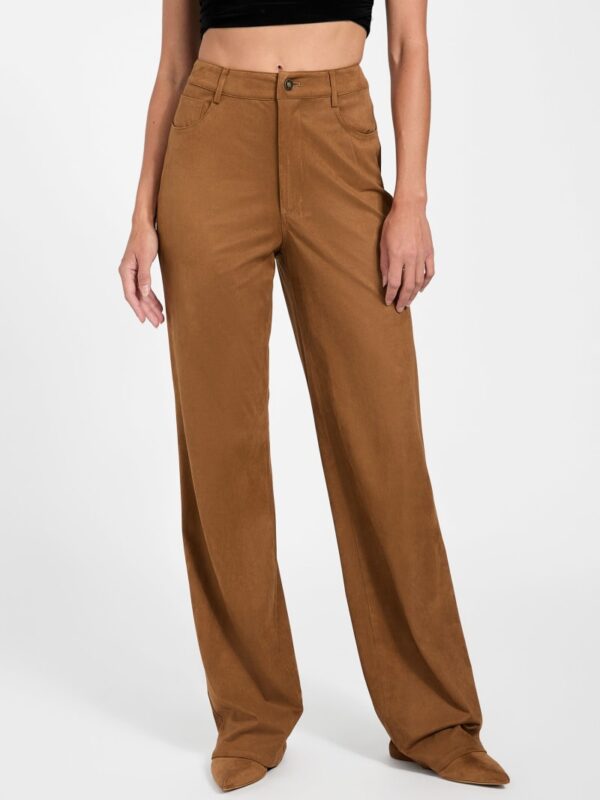aria faux suede high rise straight pants
