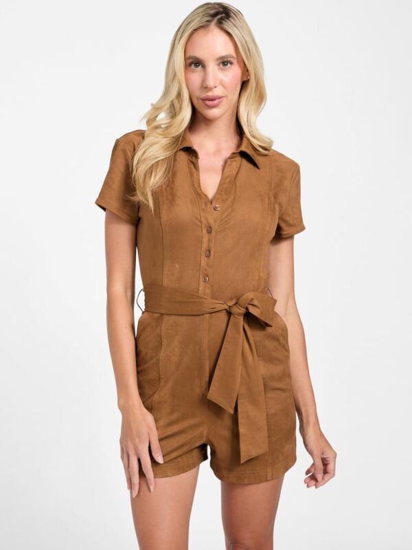 jene faux suede romper
