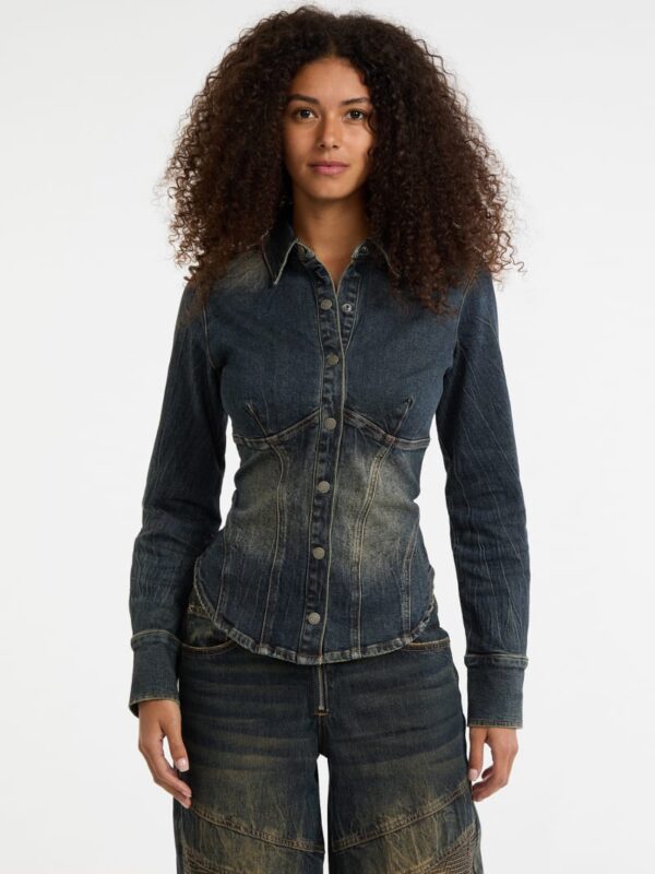 guess originals denim corset top