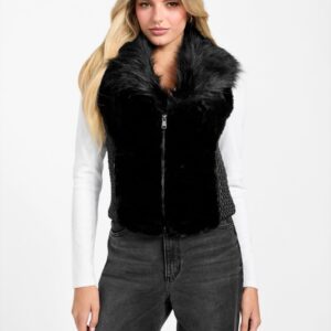 amari faux fur zip vest
