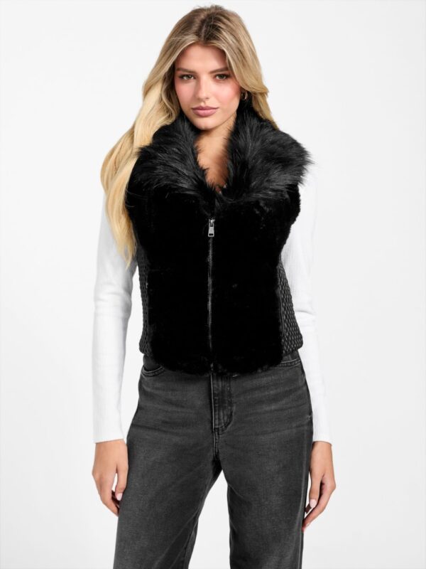 amari faux fur zip vest
