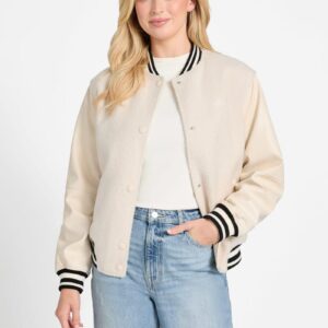 eco danielle boucle varsity jacket