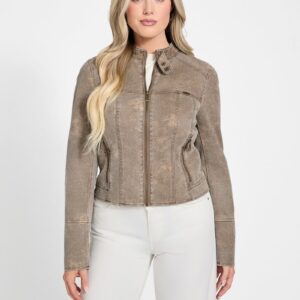 estell faux suede moto jacket