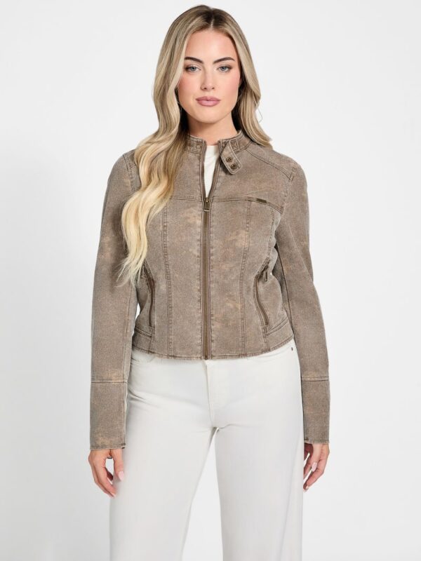estell faux suede moto jacket