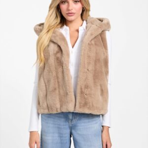 sophy hooded faux fur vest