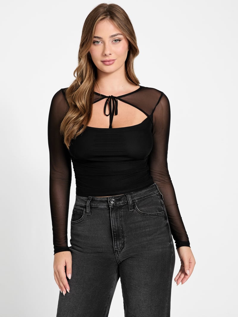 eco lauryn tied mesh top eco lauryn tied mesh top