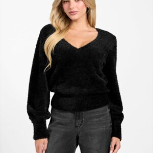 niko fuzzy v neck sweater