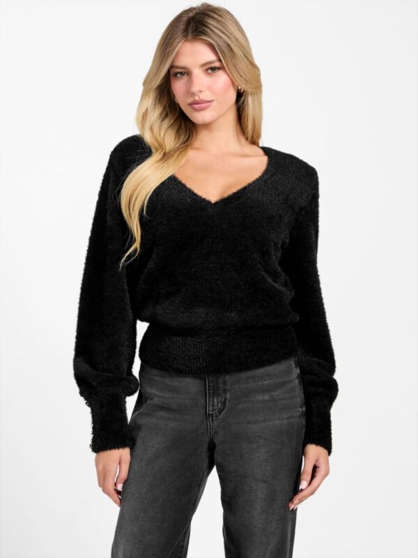 niko fuzzy v neck sweater