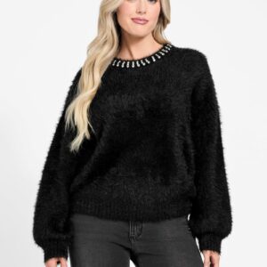 arisa rhinestone neck sweater