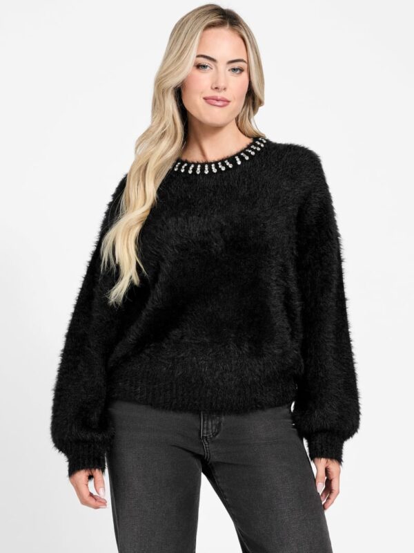 arisa rhinestone neck sweater