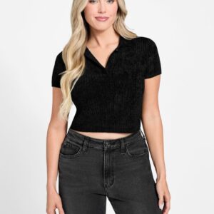 mona chenille crop polo