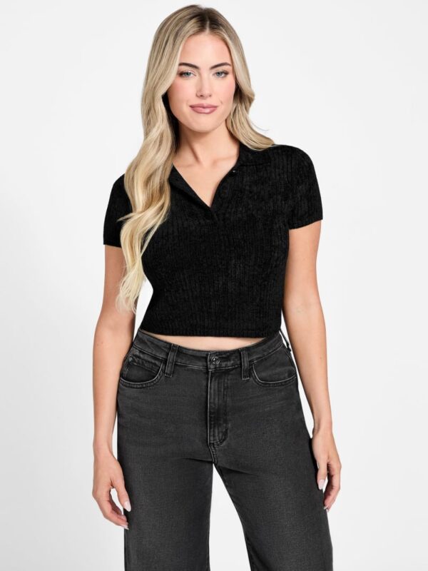 mona chenille crop polo