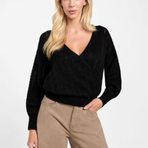 izabella wool blend surplice sweater