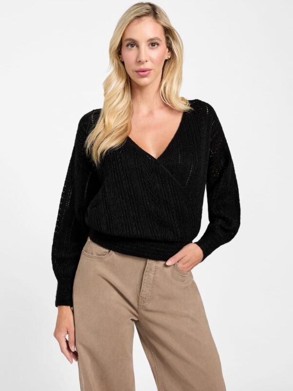 izabella wool blend surplice sweater