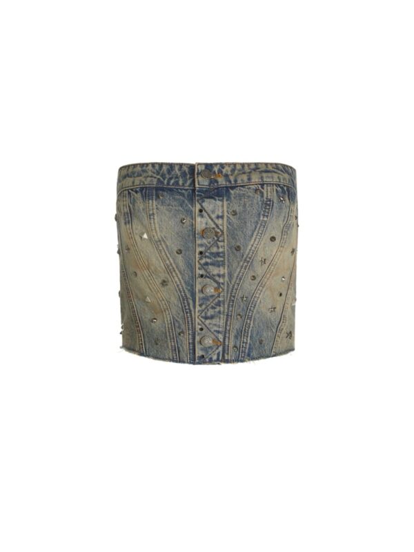 embellished denim corset