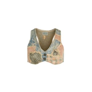 vintage denim patchwork top