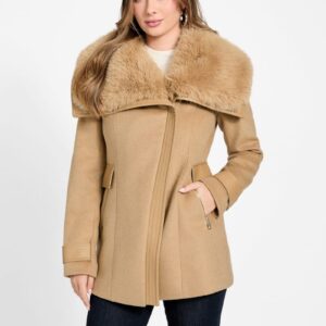 lilia faux fur collar coat
