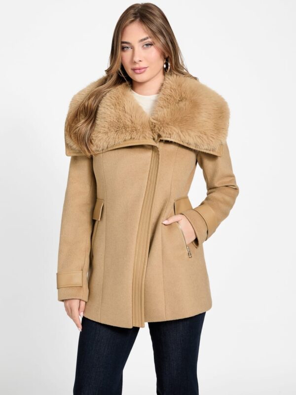 lilia faux fur collar coat