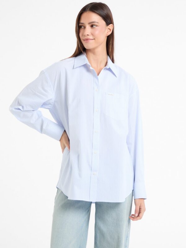 striped color block shirt