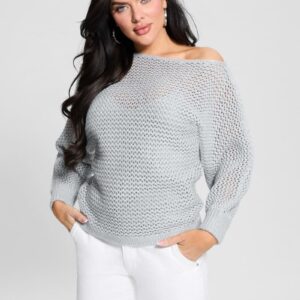 poa metallic off shoulder sweater