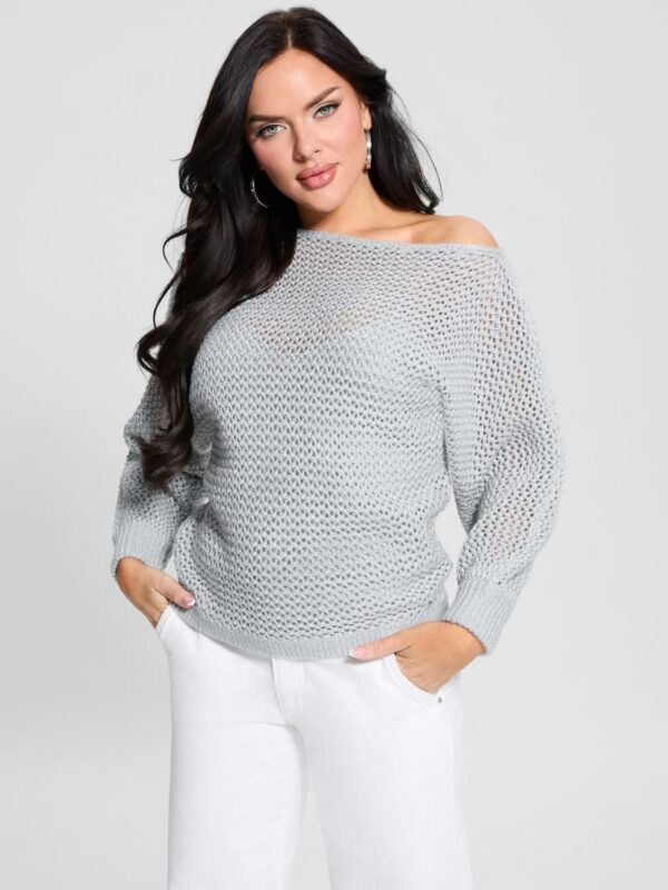 poa metallic off shoulder sweater