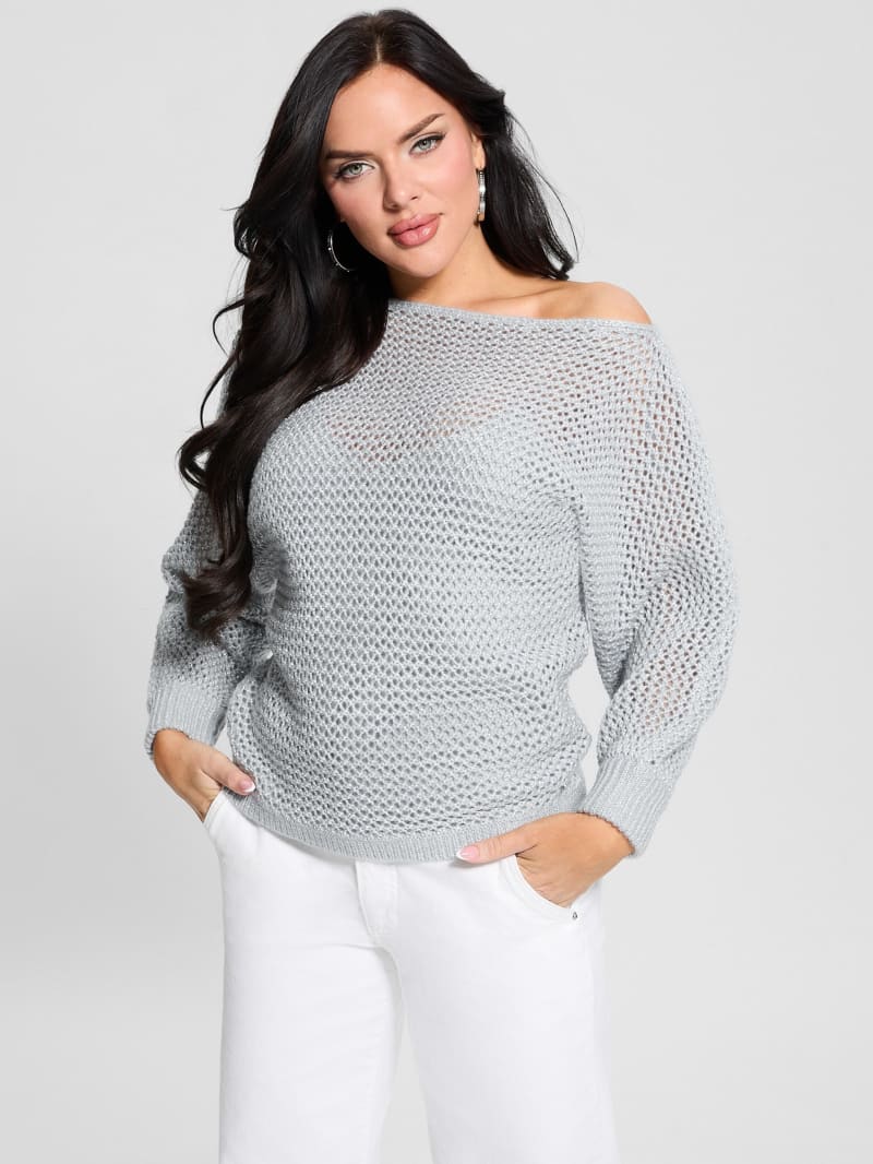poa metallic off shoulder sweater poa metallic off shoulder sweater