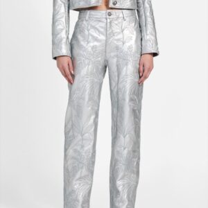 clelia faux leather embroidered pants