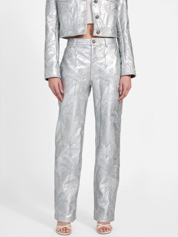 clelia faux leather embroidered pants