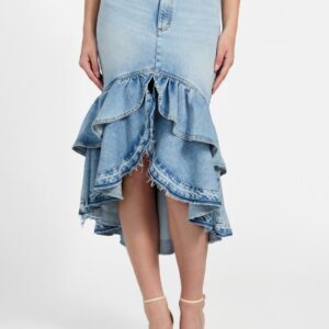 eco marina denim high low skirt