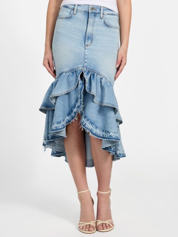 eco marina denim high low skirt