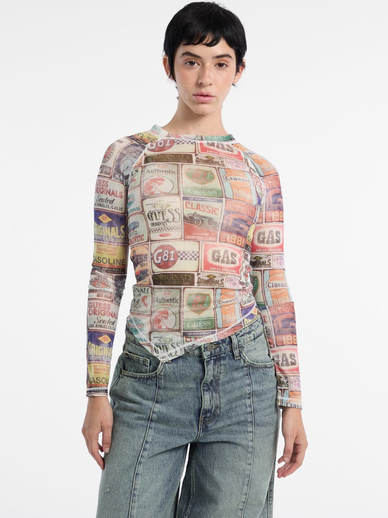 guess originals printed mesh top guess originals printed mesh top