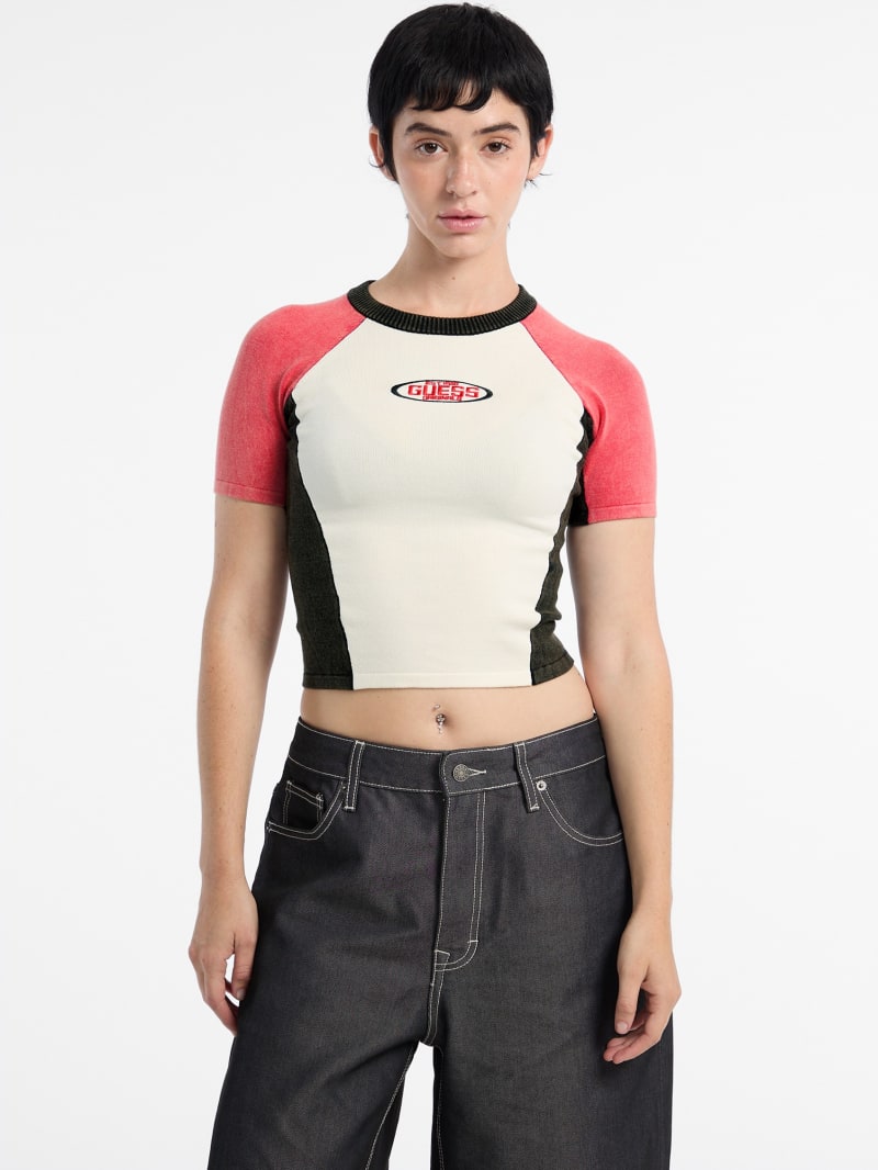 guess originals eco fitted racing sweater top guess originals eco fitted racing sweater top