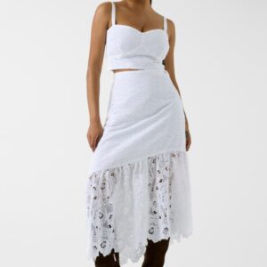 eyelets midi skirt