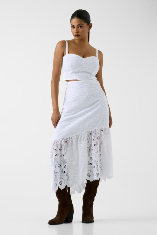 eyelets midi skirt